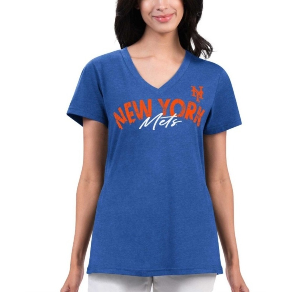 New York Mets MLB G-III 4Her V-Neck T-Shirt Women's Small Blue‎ Baseball NY